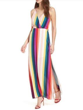 Rainbow Stripe Maxi Dress | Size Small